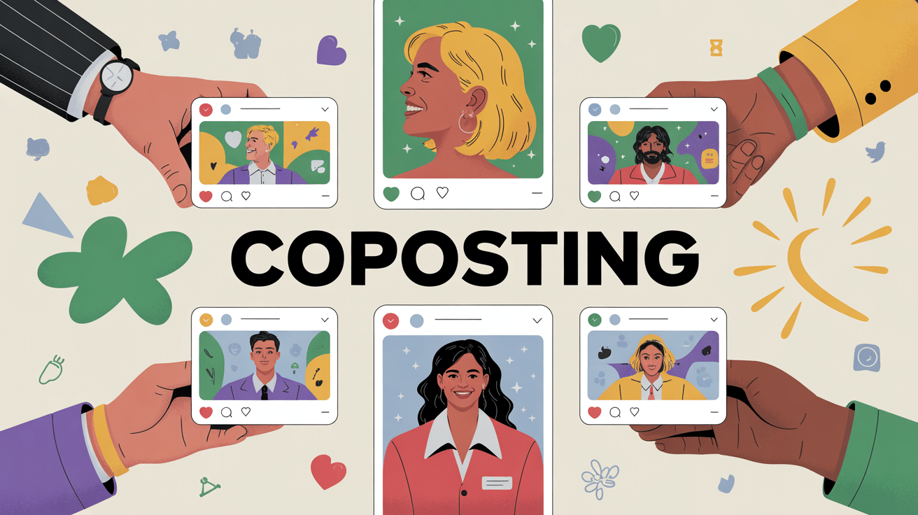 illustration coposting profils réseaux sociaux