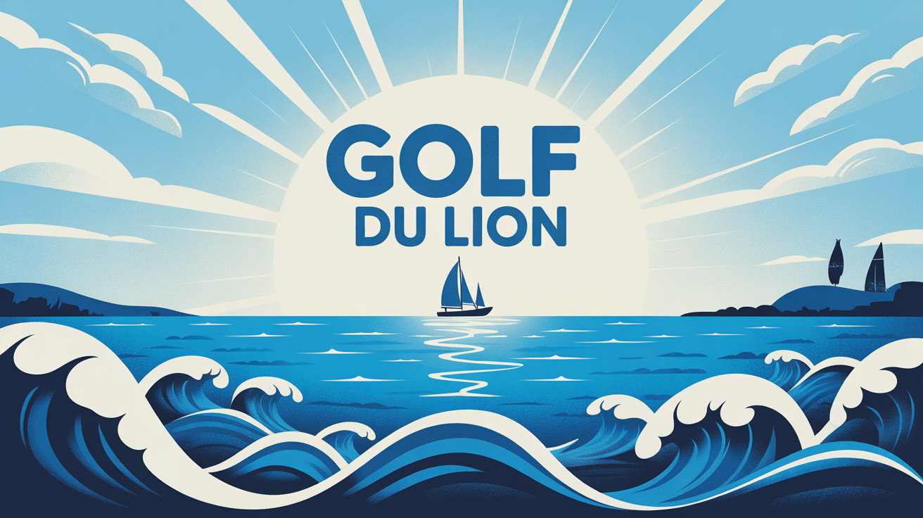 illustration graphique golf du lion vagues voiliers