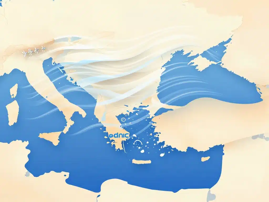 carte stylisée golf du lion météo tramontane mistral