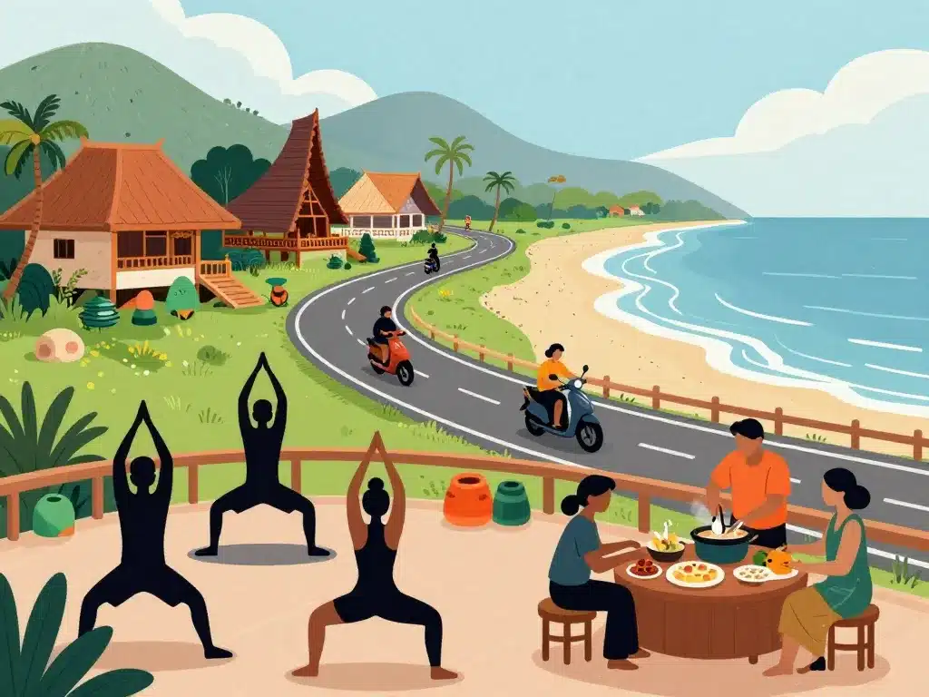 culture yoga scooter cuisine kuta lombok