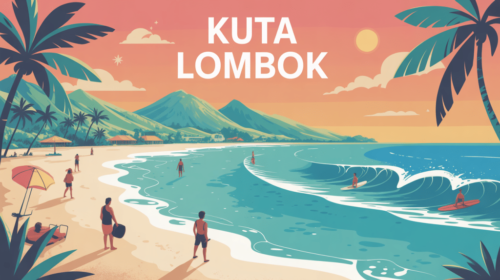 voyage kuta lombok plage surfeurs collines