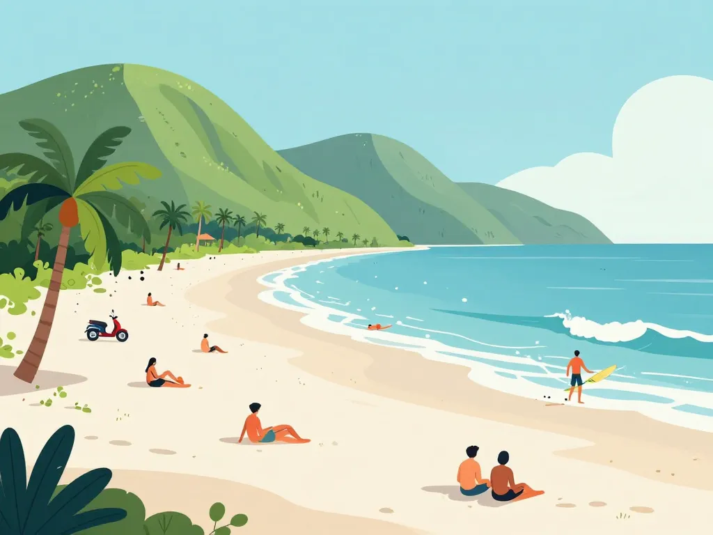 plages kuta lombok surf palmier scooter