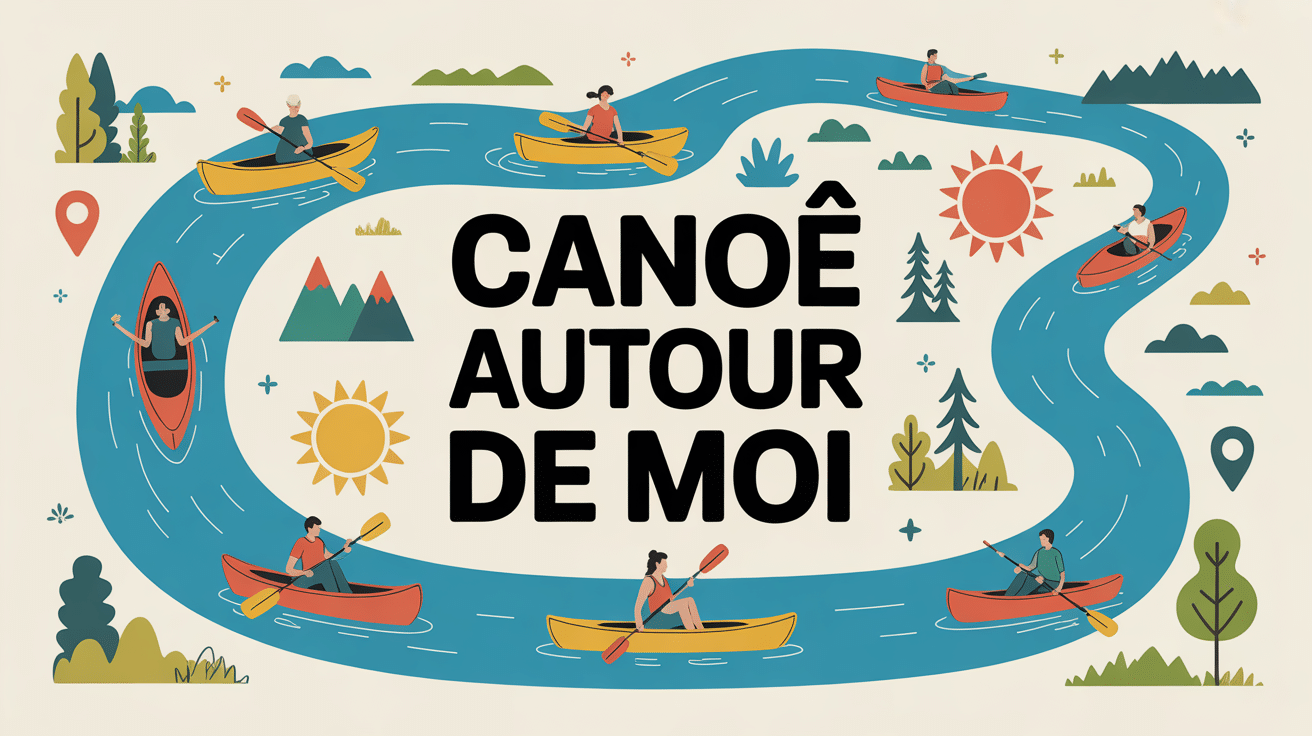 ou faire du canoë autour de moi illustration rivière carte estivale
