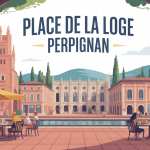 illustration place de la Loge Perpignan gothique et terrasses