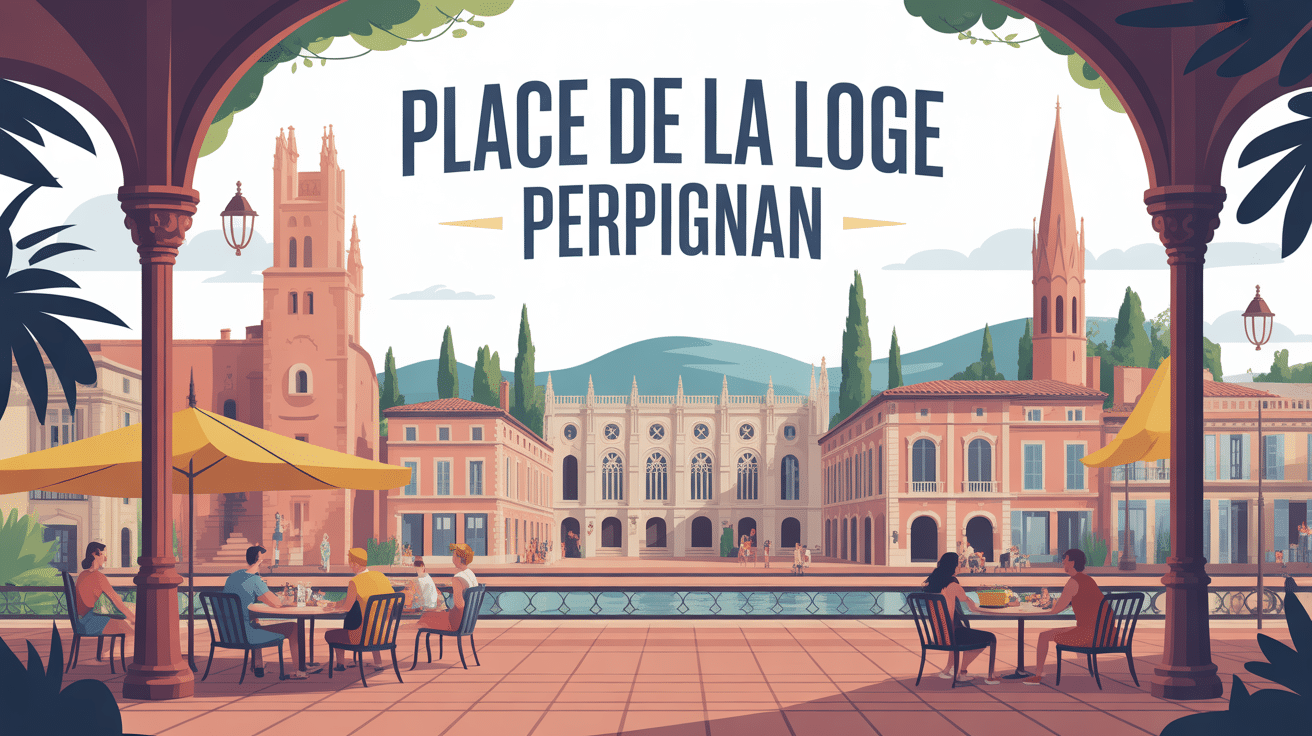 illustration place de la Loge Perpignan gothique et terrasses