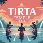 Illustration rituels tirta temple Bali atmosphère sacrée