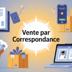 Illustration vente par correspondance avec catalogue ordinateur smartphone