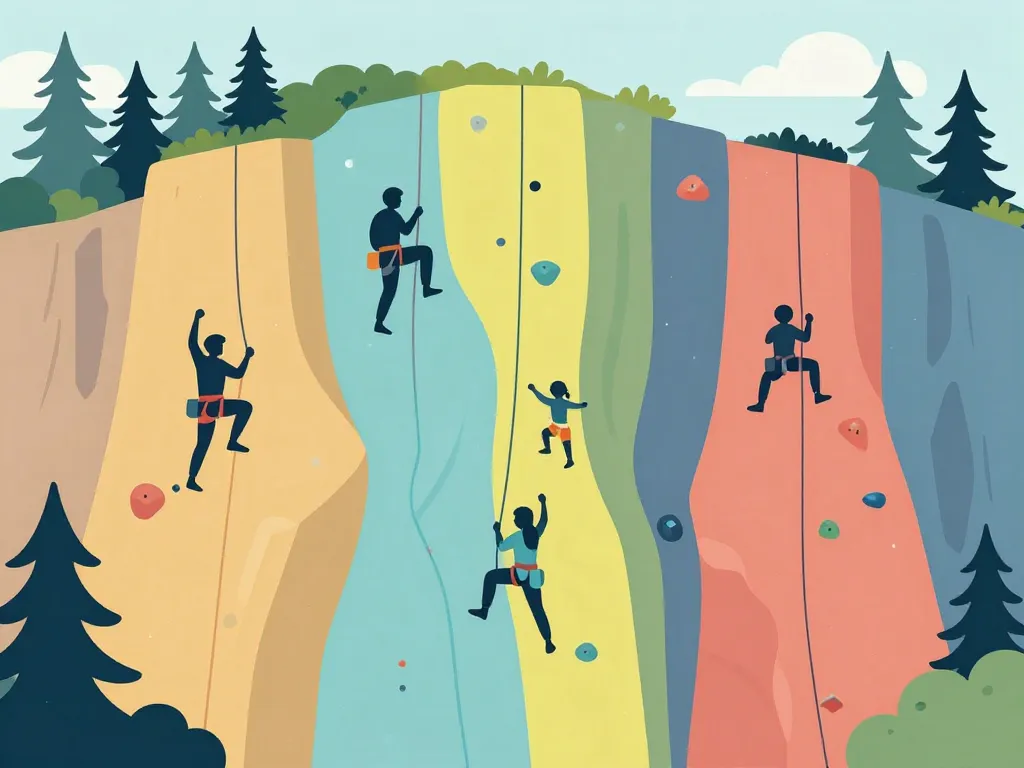 Différents niveaux via ferrata Vosges silhouettes grimpeurs