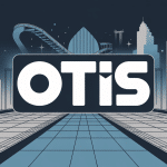 Illustration vectorielle logo Otis et univers ascenseur urbain