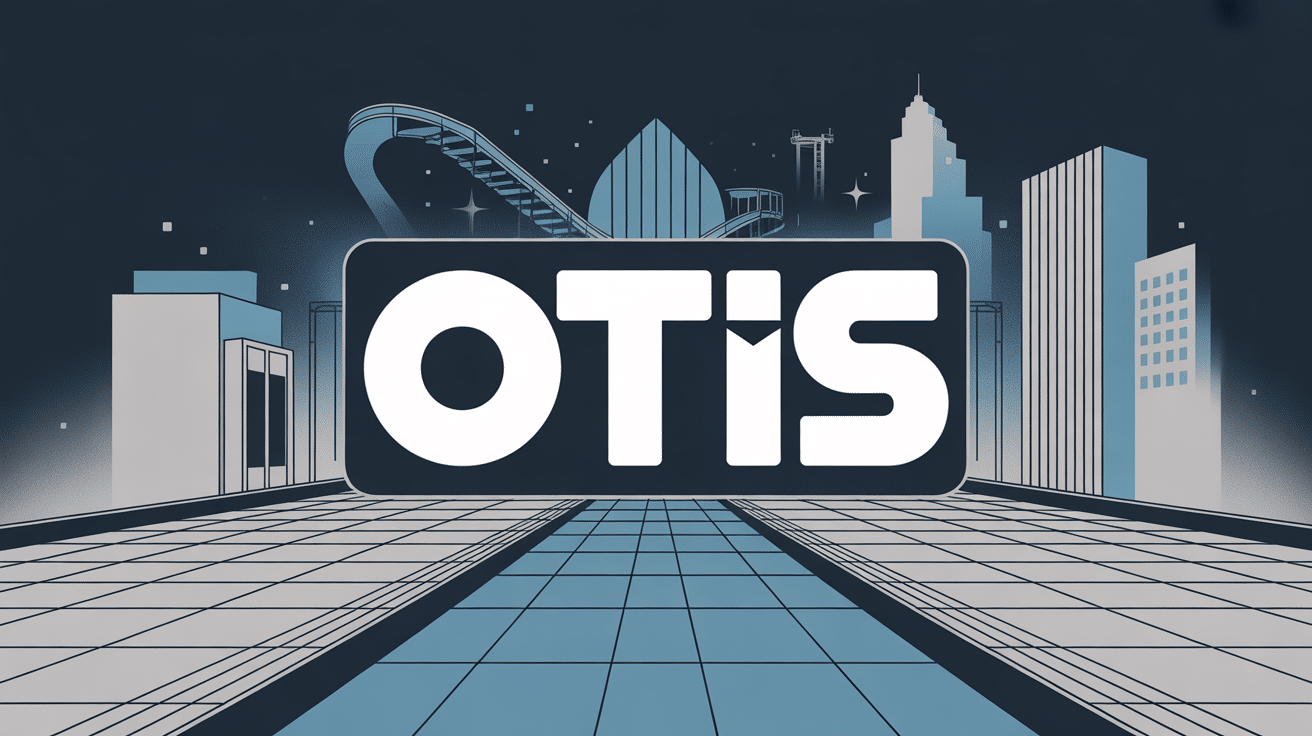 Illustration vectorielle logo Otis et univers ascenseur urbain