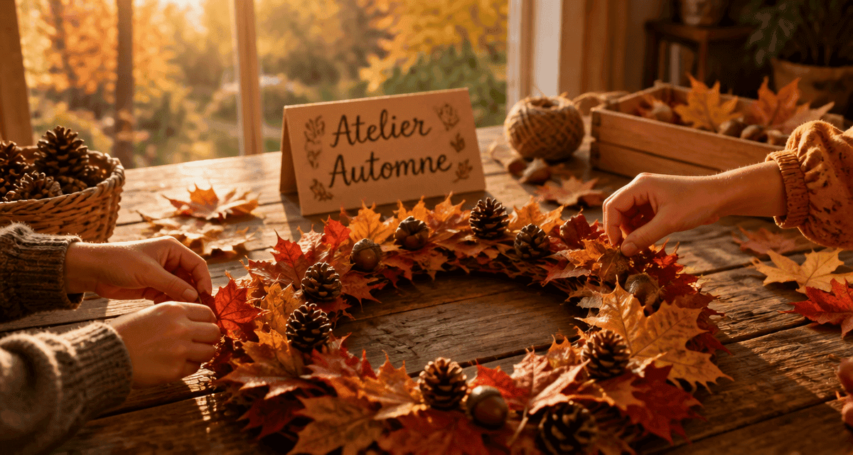 activité manuelle automne couronne feuilles enfants