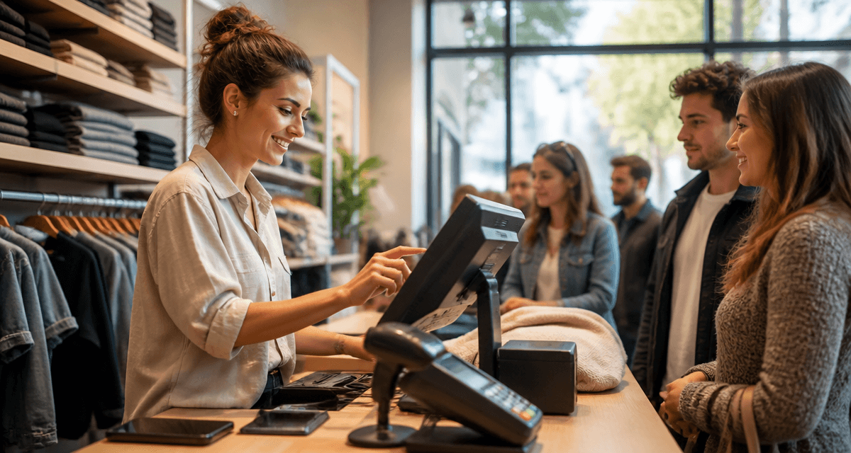 caisse enregistreuse commerce de détail sur comptoir boutique