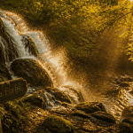 Cascade du Saut de la Forge au soleil doré depuis le sentier