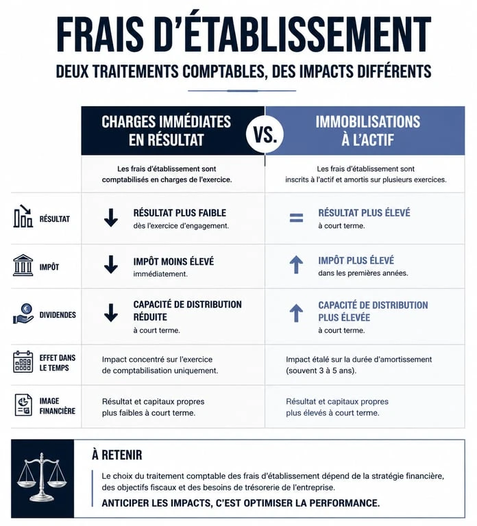 Comparatif comptable des frais d'établissement : charges vs immobilisation