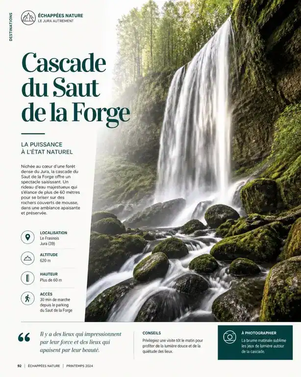 Cascade du Saut de la Forge dans le Jura, une étape incontournable de la randonnée des cascades du Hérisson.