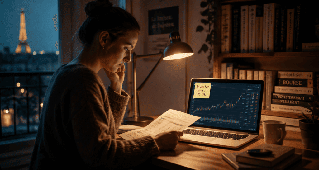 Femme investissant en bourse petit budget