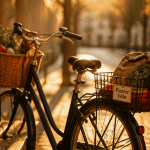 panier velo avec courses sur vélo urbain