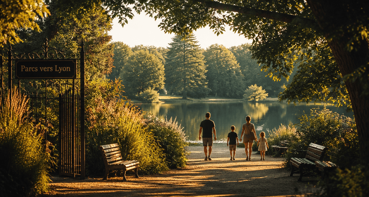 famille au parc vers lyon à l’heure dorée