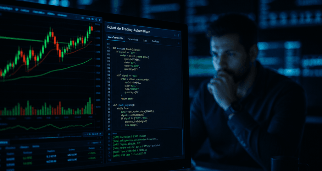 robot trading automatique écran et trader