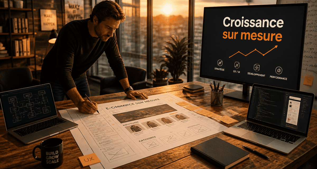 site e commerce sur mesure maquette technique