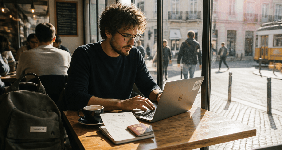 travail nomade jeune professionnel café Lisbonne