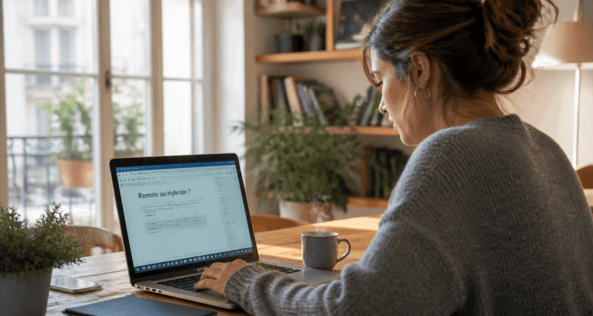 Femme travaillant en remote à la maison