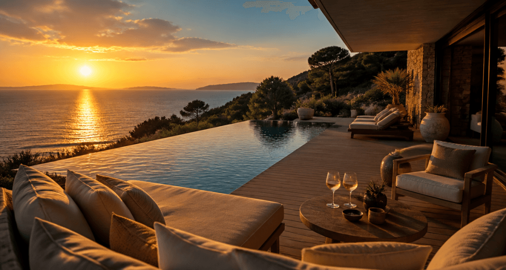 villas à louer en corse terrasse piscine vue mer