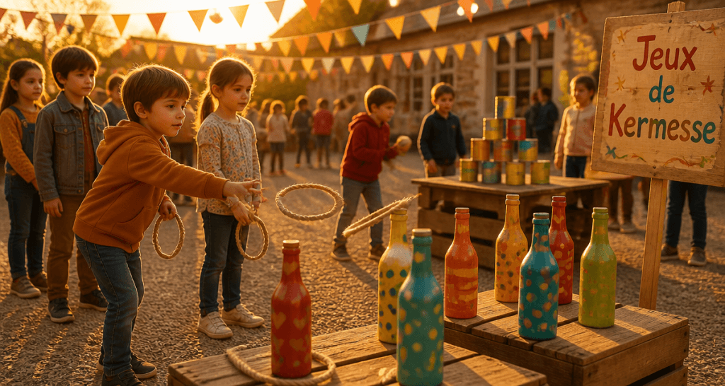 60 idées de jeux pour kermesse avec enfants jouant à la kermesse