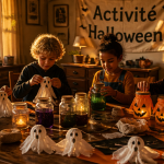 activité halloween enfants créatifs à table