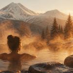bain d eau chaude naturel en montagne enneigée