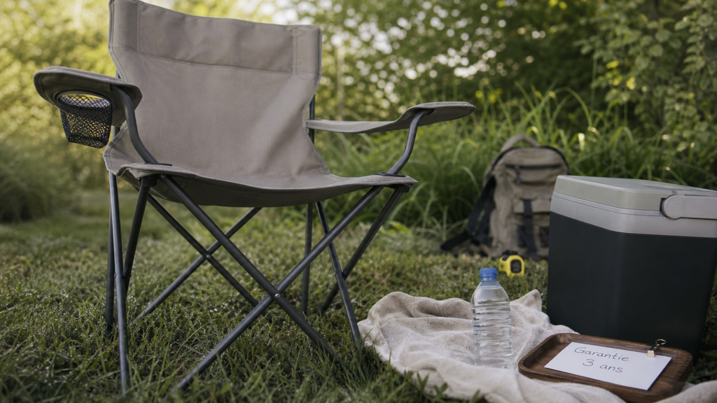 Chaise de camping Lidl pliante, charge 110 kg, porte-gobelet intégré