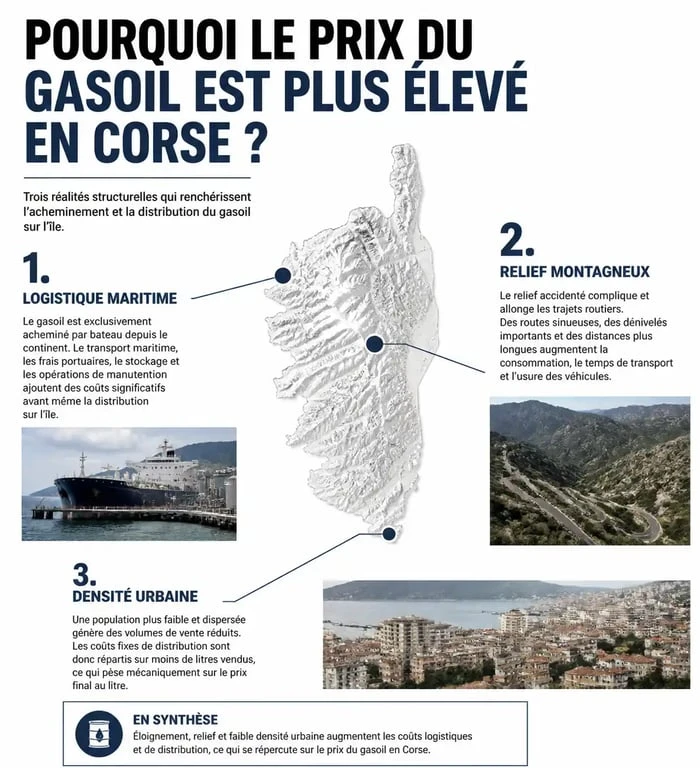 Facteurs influençant le prix du gasoil en Corse et disparités géographiques