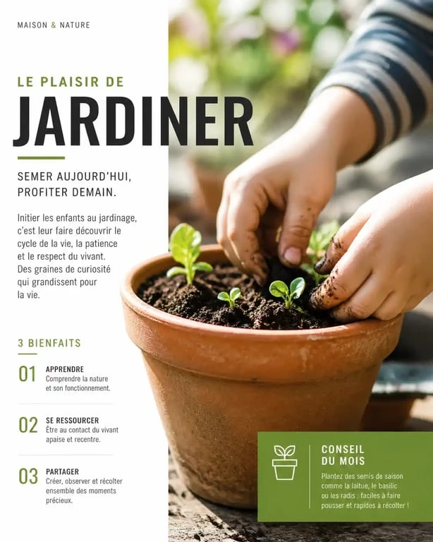 Enfant réalisant une activité de printemps de jardinage en pot