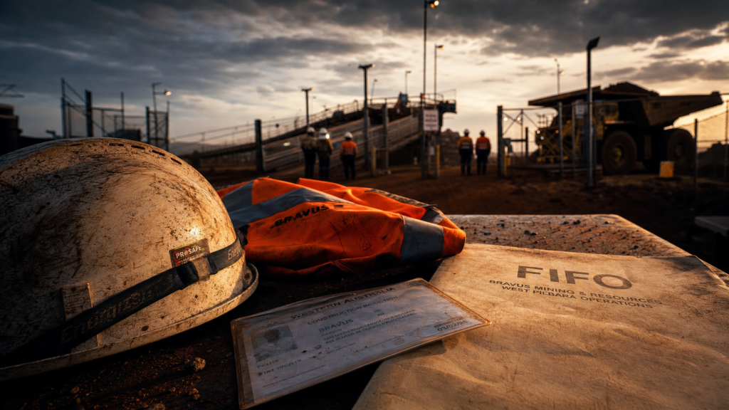 Salaire mines australie : casque et licences FIFO en camp minier