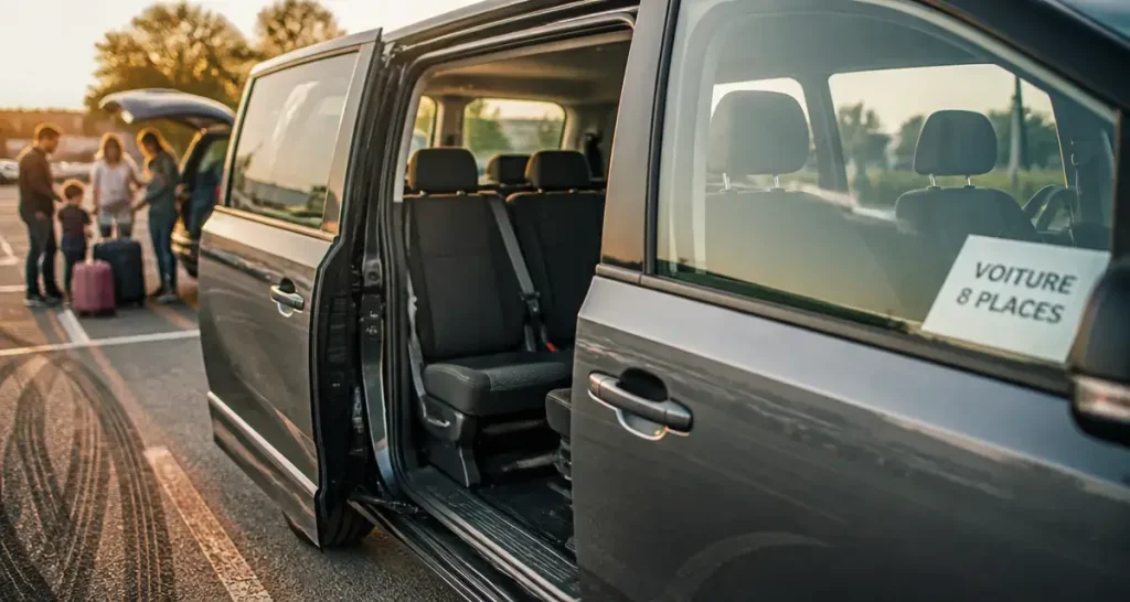 Voiture 8 places : van 8 places avec coffre préservé