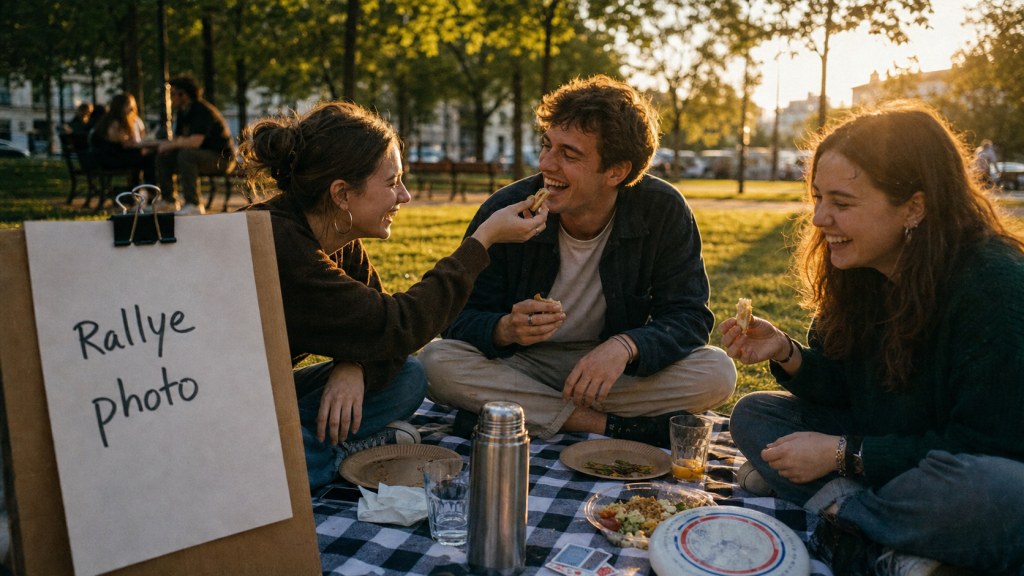 Activités à faire entre amis dehors : pique-nique et rallye photo au parc