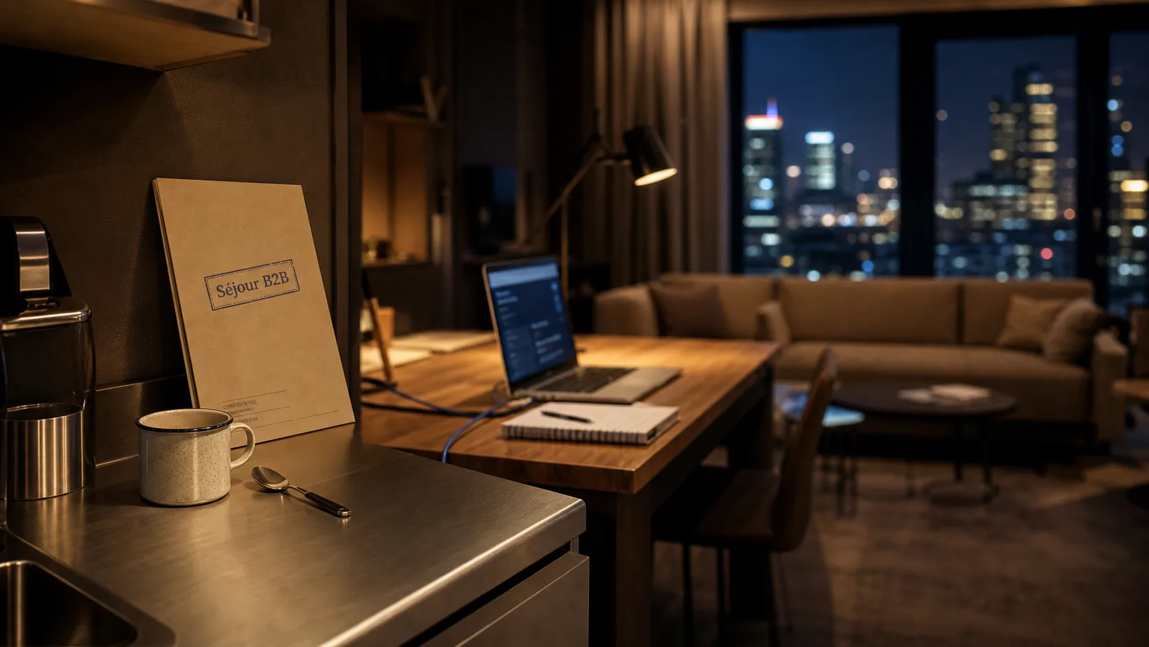 appartehotel location entreprise : séjour B2B en appart’hôtel, kitchenette et espace de travail
