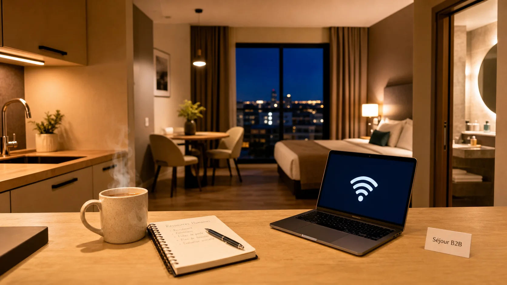 Appart hôtel location entreprise, séjour B2B avec kitchenette et Wi‑Fi
