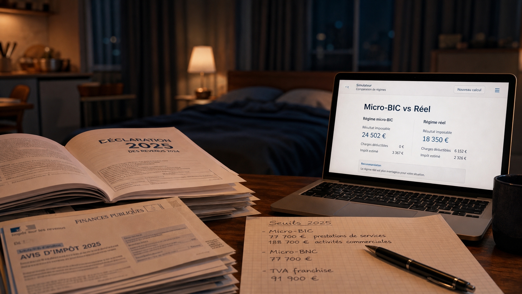 Location meublée fiscalité 2025 : micro-BIC vs réel, seuils
