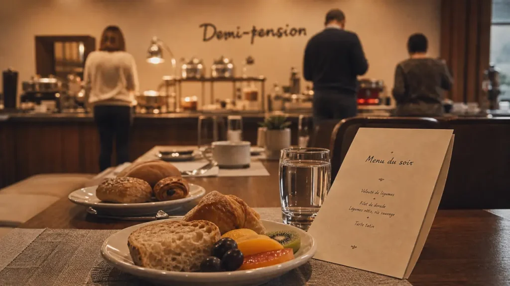 Demi-pension à l’hôtel : 2 repas par jour et la journée libre