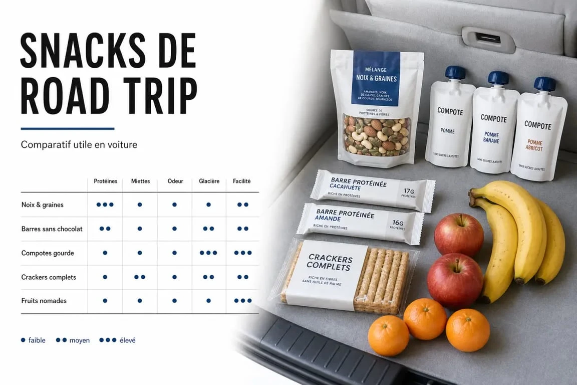 Best road trip snacks : sélection visuelle d’en-cas pratiques et faciles à manger en voiture