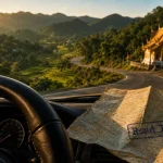 Road trip to thailand : voiture à gauche, route sinueuse du nord thaïlandais