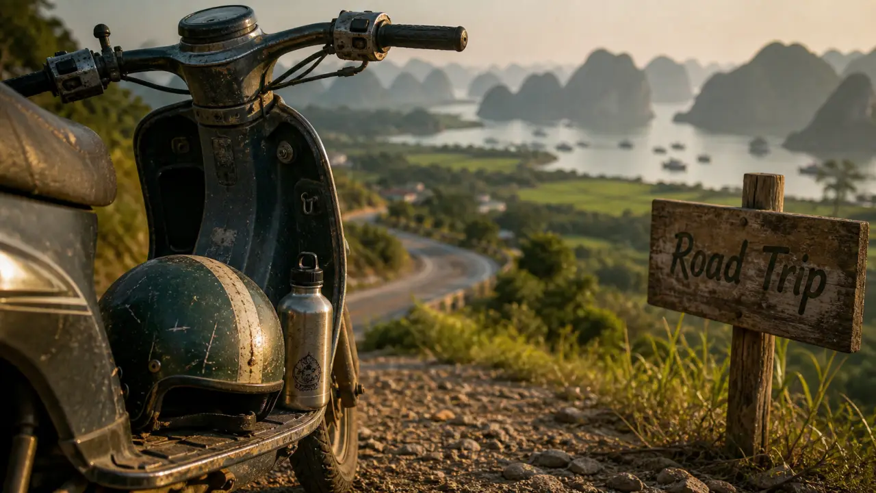 Road trip Vietnam, route vers karsts et rizières au coucher du soleil