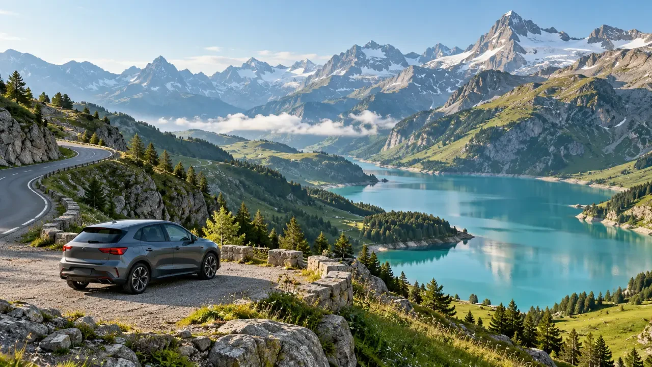 Road trip Alpes françaises entre lac, route panoramique et sommets de montagne