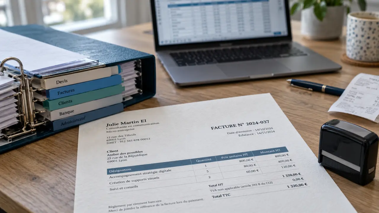 Facture micro entreprise avec mentions obligatoires et archivage 10 ans
