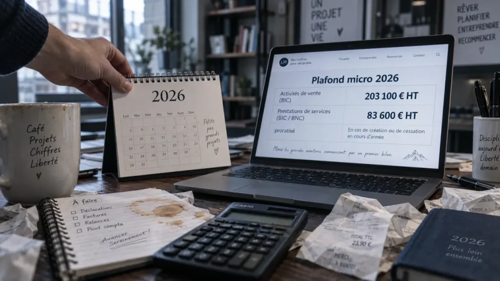 Plafond micro-entreprise 2026 : 203 100 € en vente, 83 600 € en services